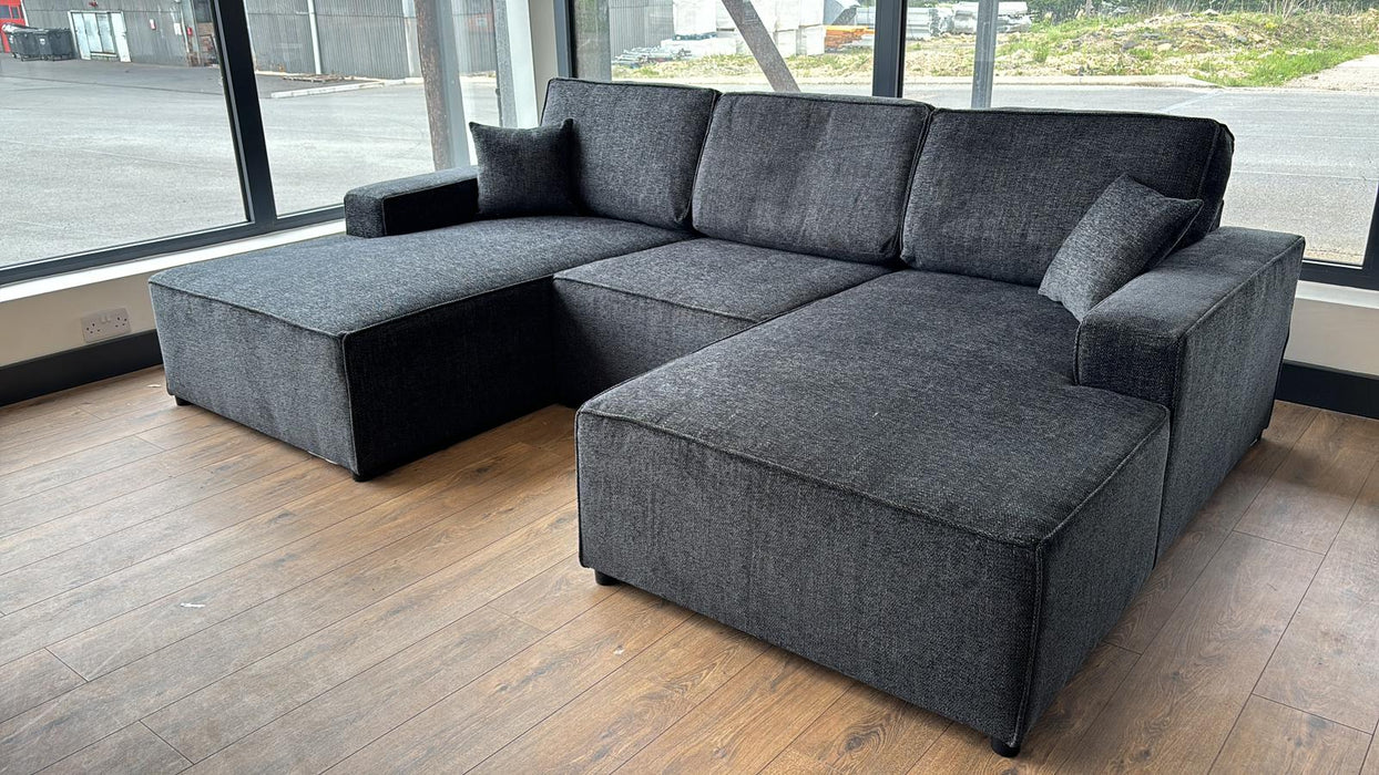 Lopez U-Shape/Cinema Sofa (Available in Modesto Ivory, Grey or Charcoal)