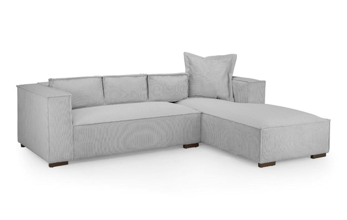 Denmark Chaise Corner Sofa (available in soft chord beige or light grey)