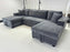 Lancaster U-Shape/Cinema Sofa Bed with Storage and Cup Holders (Available in Chenille Natural or Grey)