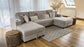 Lancaster U-Shape/Cinema Sofa Bed with Storage and Cup Holders (Available in Chenille Natural or Grey)