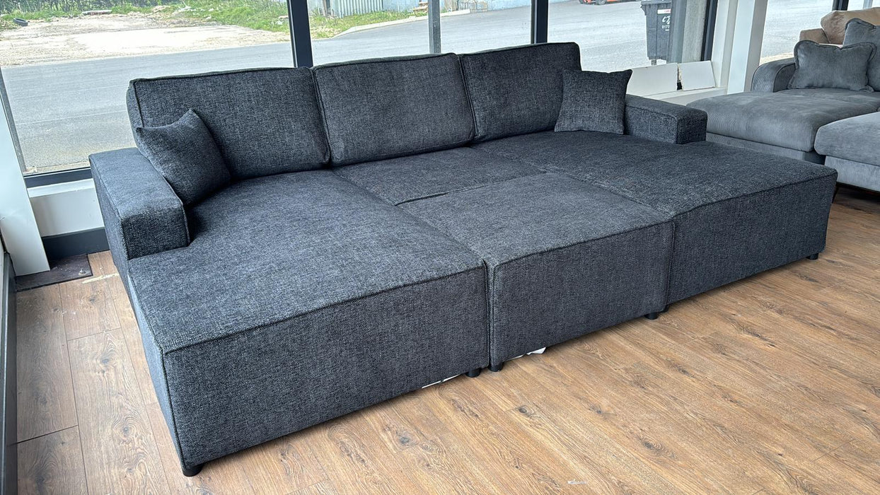 Lopez U-Shape/Cinema Sofa (Available in Modesto Ivory, Grey or Charcoal)