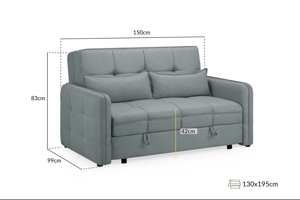 Milli 2 Seat Sofa Bed (Available in Velvet Grey or Mocha)