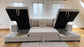 Lancaster U-Shape/Cinema Sofa Bed with Storage and Cup Holders (Available in Chenille Natural or Grey)