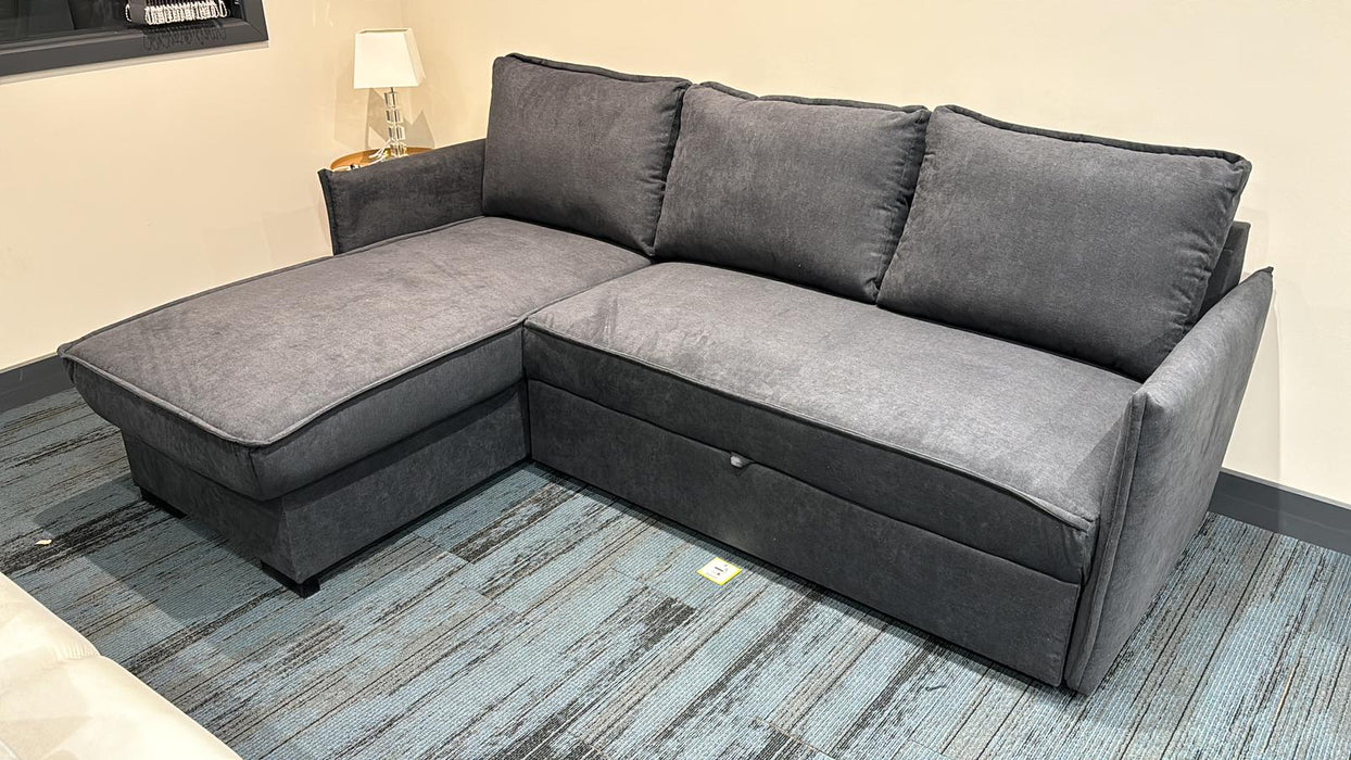 Megan Corner Sofa Bed with Storage (Available in Chenille Teal, Light Grey or Stone)